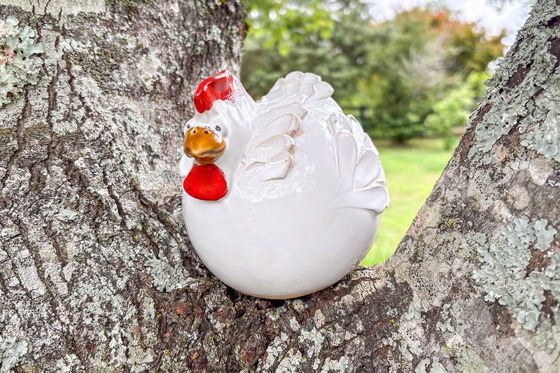 Ceramic Country French Hen, Small, White