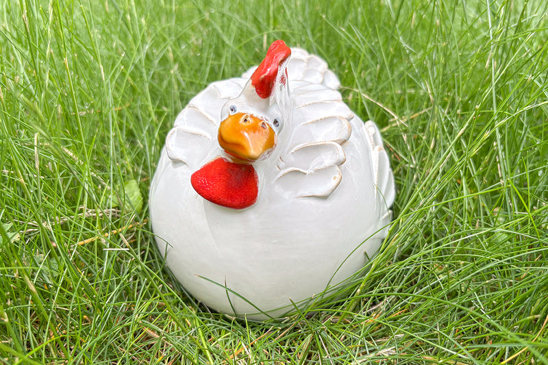 Ceramic Country French Hen, Small, White