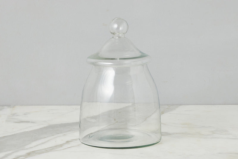 Vintage Glass Bon Bon Jar with Lid, Medium