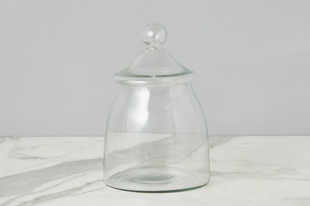 Vintage Glass Bon Bon Jar with Lid, Medium