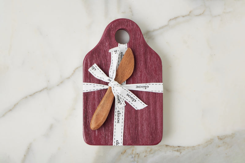 Mini Appetizer Board with Spreader, Small, Merlot Red