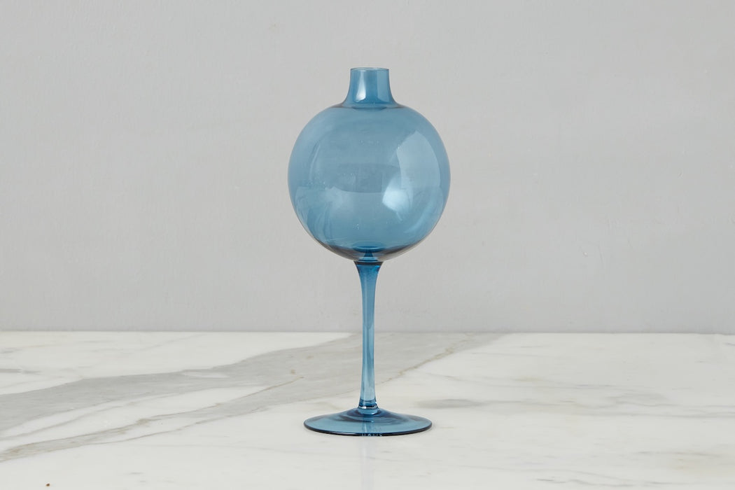 Navy Wine Glass Vase, Medium