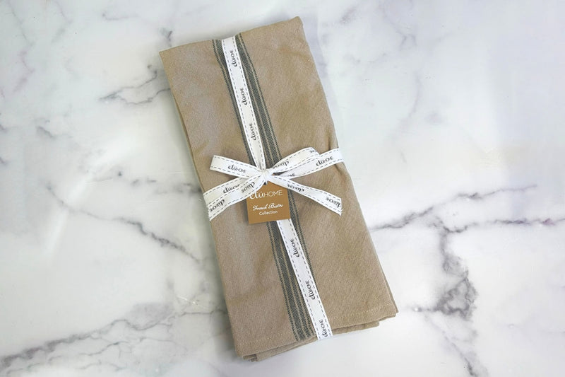 Kitchen Tea Towel, Vintage Spruce Green Stripe, Set of 2