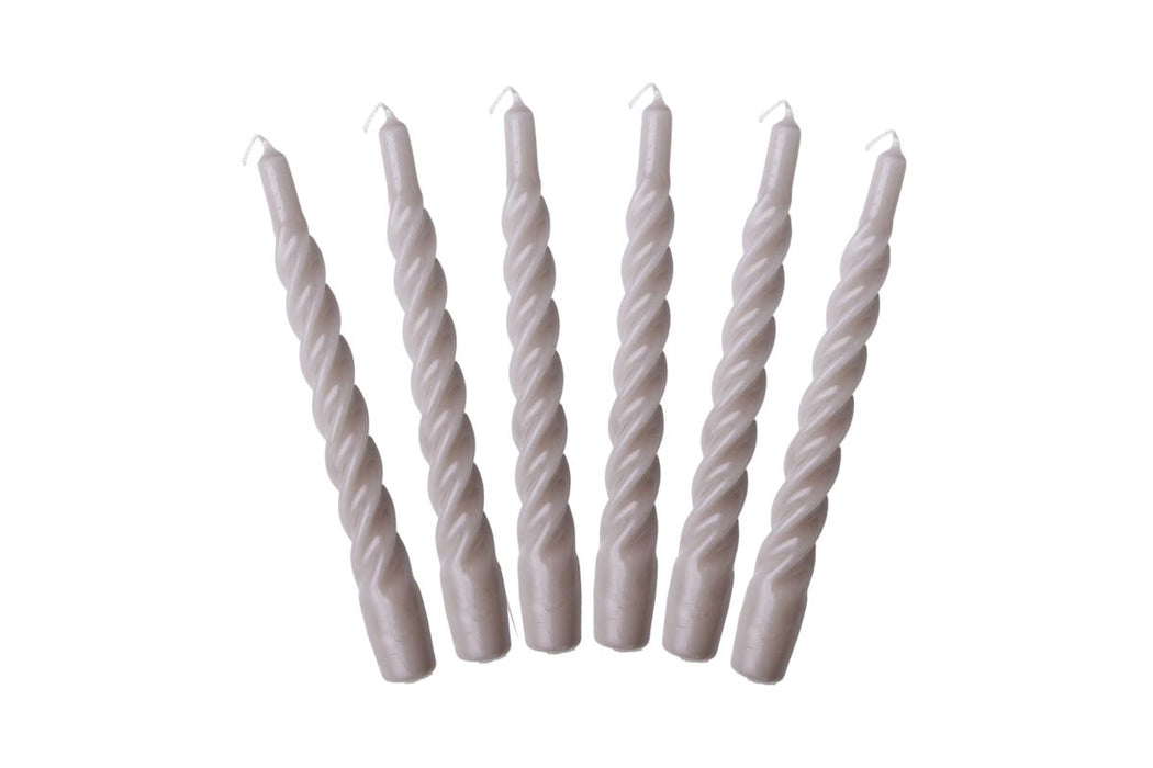 Taupe Twisted Taper Candles, Set of 6