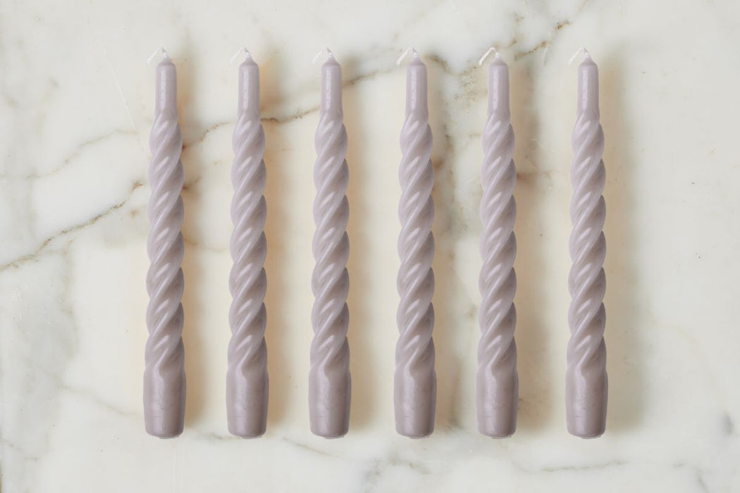 Taupe Twisted Taper Candles, Set of 6