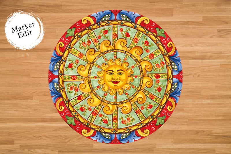 Acireale A Italian Round Vinyl Rug, Large