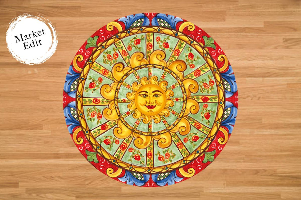 Acireale Italian Round Vinyl Rug Large