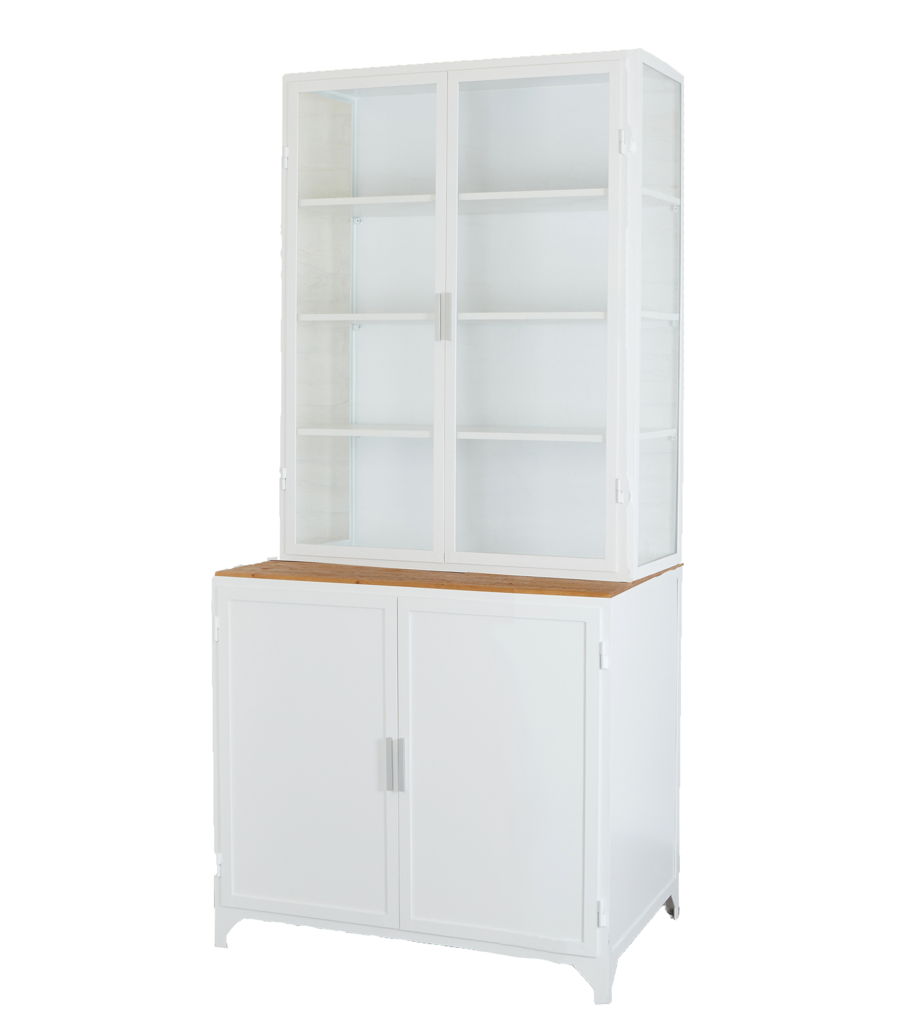 White 2Door Glass Storage with Counter — etúHOME