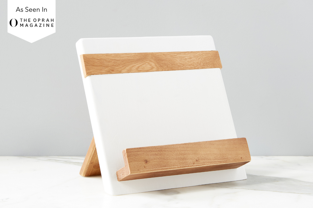 Primitive Wooden Adjustable Cookbook Stand - White Wash
