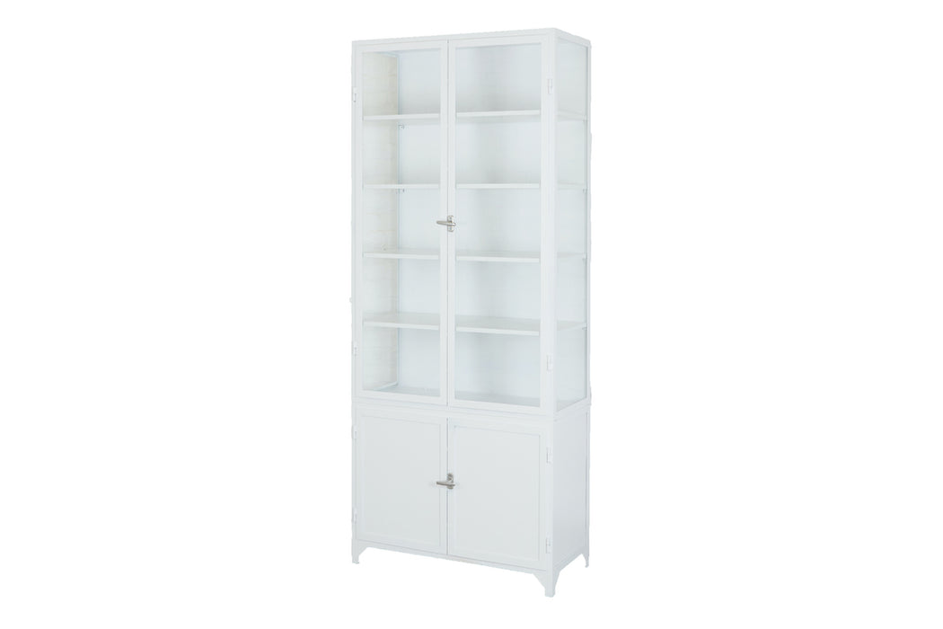 White 2-Door Glass Storage Cabinet