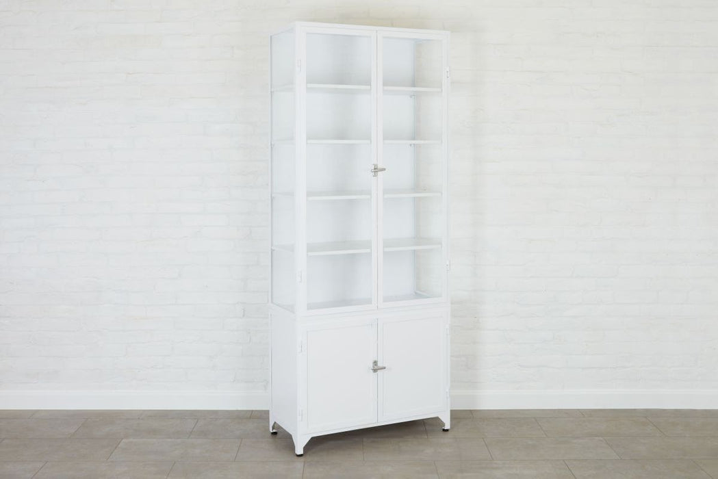 White 2-Door Glass Storage Cabinet