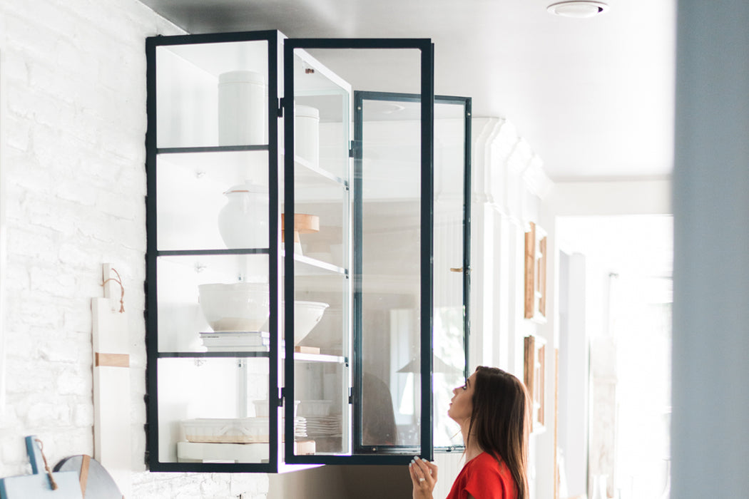Black Wall Hanging Glass Display Cabinet, 36"