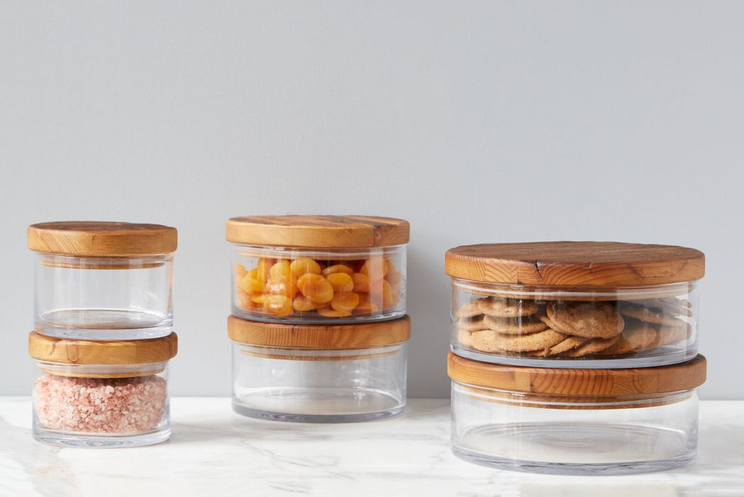 Wood Lid Glass Canister Kitchen Storage - Bottles,jars & Boxes