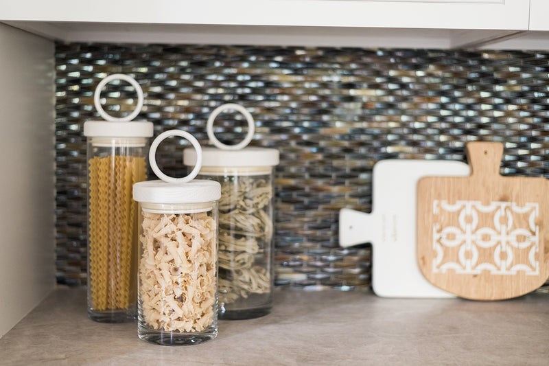 Glass Canister, White Ring Handle