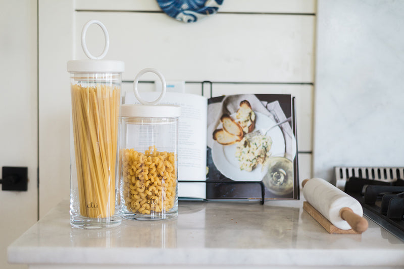 Glass Canister, White Ring Handle