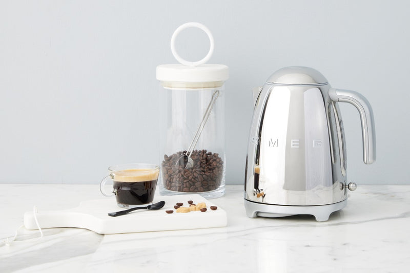 Glass Canister, White Ring Handle