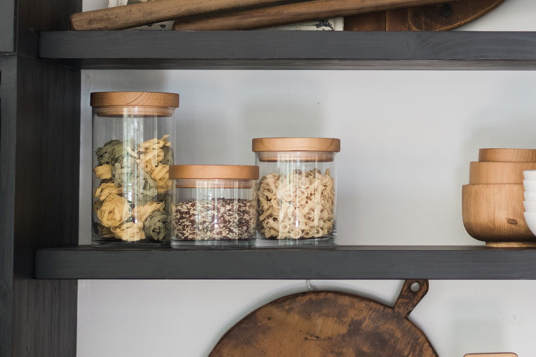 Natural Modern Wood Top Canister