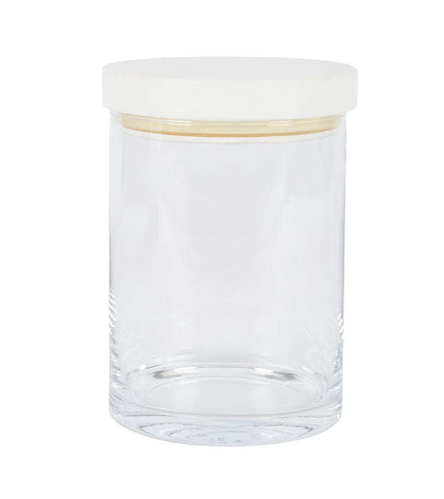 White Modern Wood Top Canister