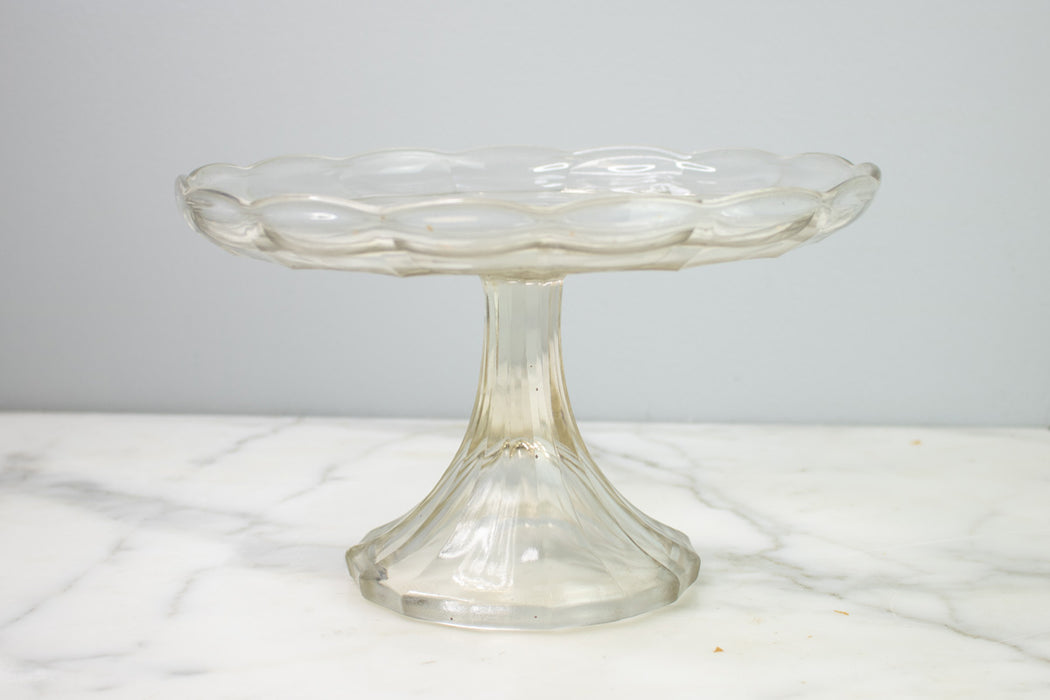 Found Glass Cake Stand, Clear