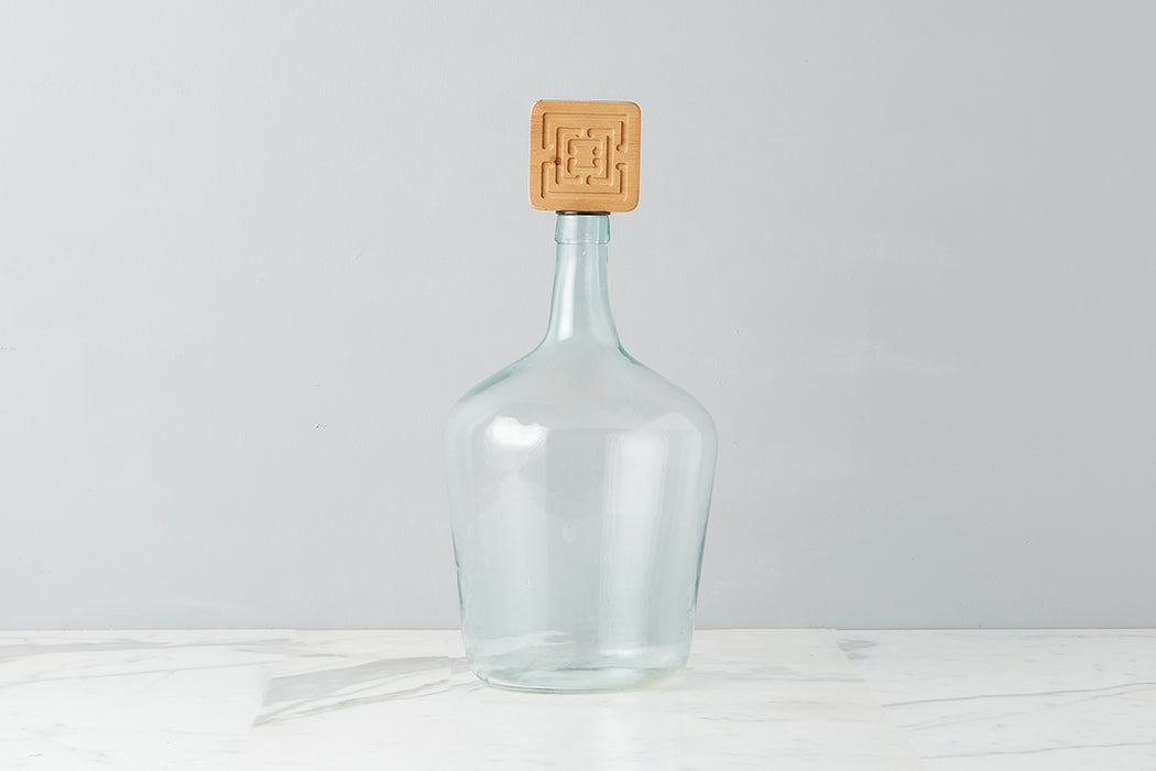 Glass Demijohn with Wood Topper, Medium