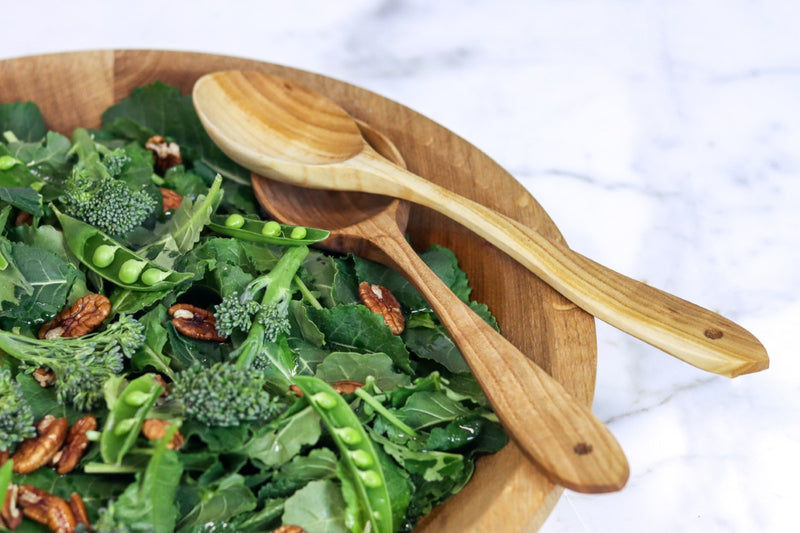 Euro Large Serving Spoon Set, Fruitwood