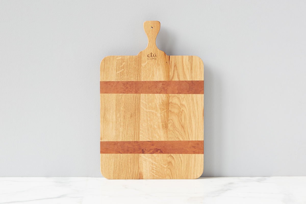 Ecosall Solid Wood Cutting Board With Handle â€“ 7.5x11â€™â€™ Hardwood Small  Chopping Board for Kitchen â€“ Round Wooden Charcuterie