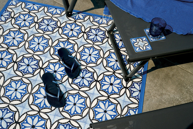 etúHOME Ivory and Denim Caltagrione Rug, Small 6