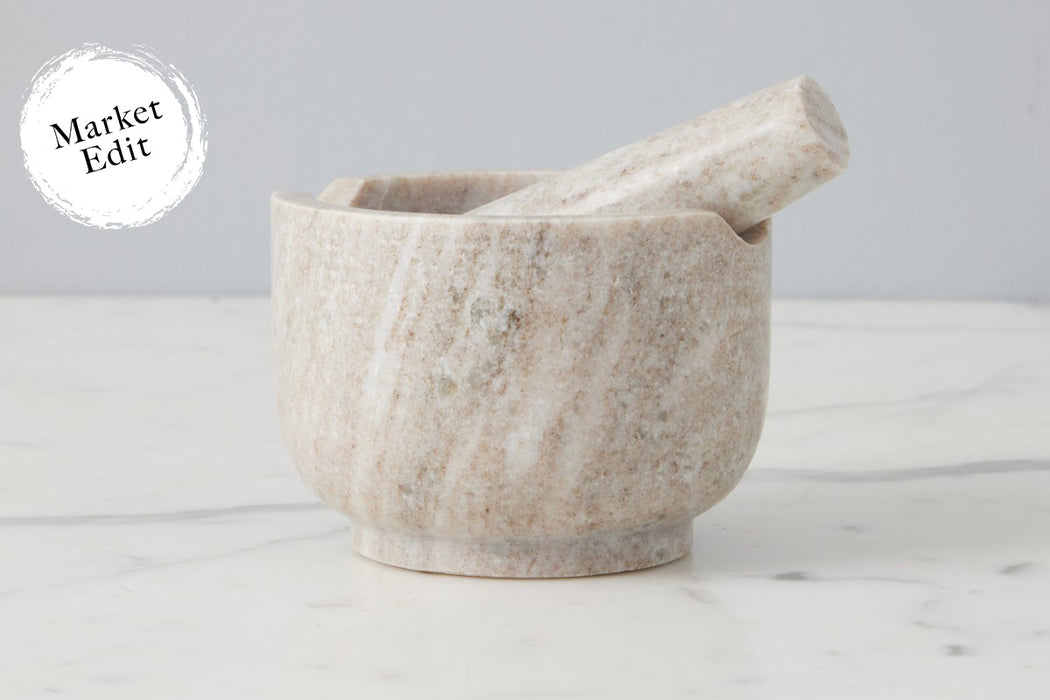 Marble Mortar and Pestle, Natural