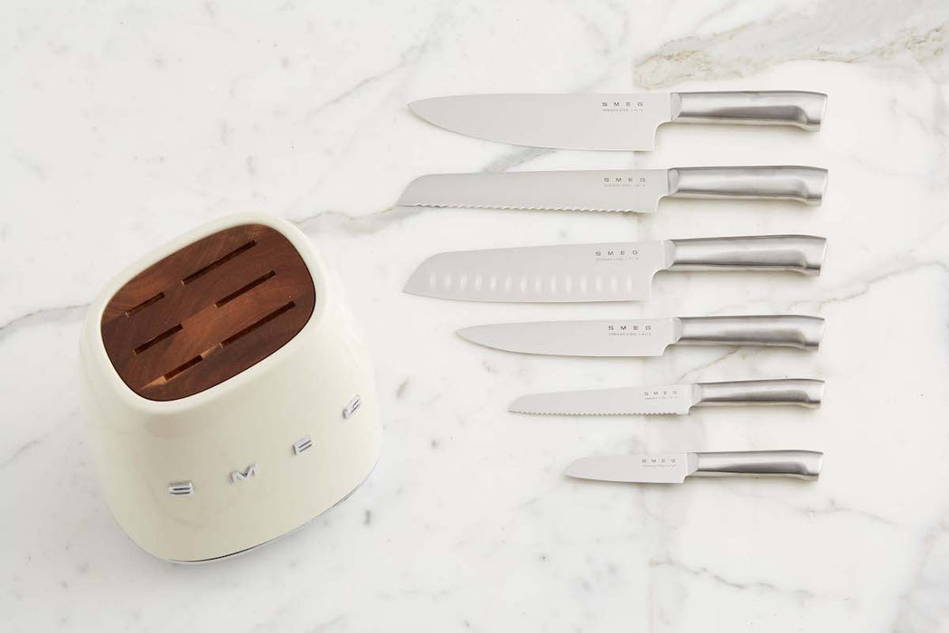  Smeg Cream Stainless Steel Knife Block Set: Home & Kitchen