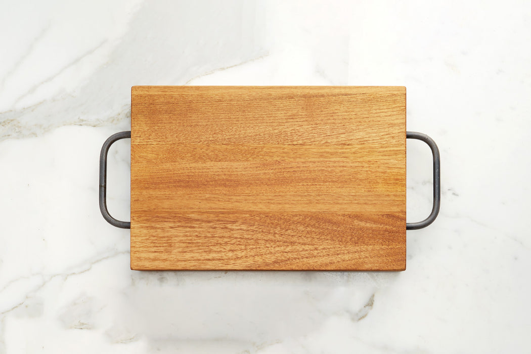 Farmhouse Wooden Cutting Board With Iron Handles