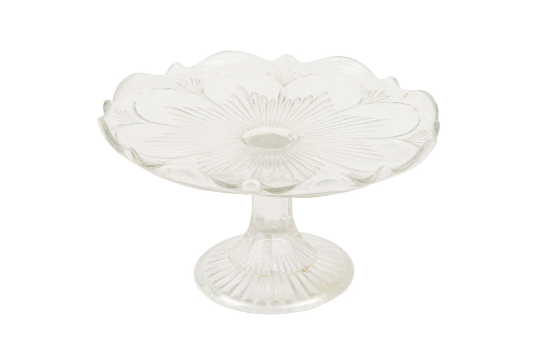 Found Glass Cake Stand, Clear