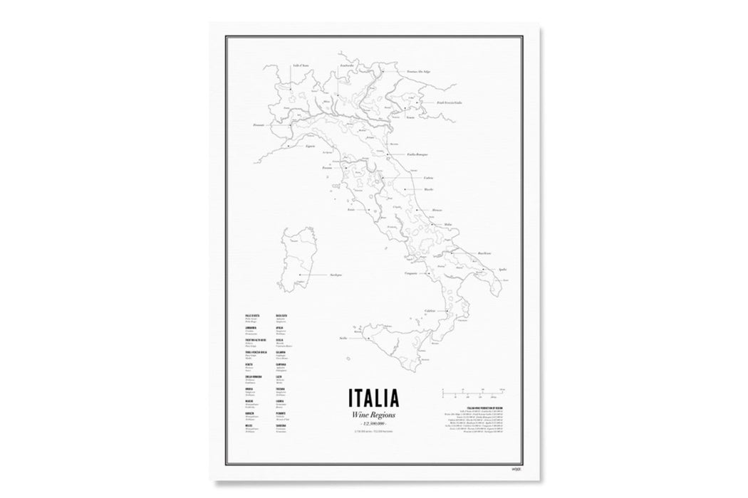 Italy - Wine Regions Map 16x19.5"