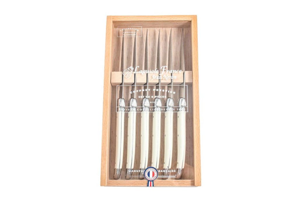 Laguiole Boxed Knives with Acrylic Lid, Ivory, Set of 6