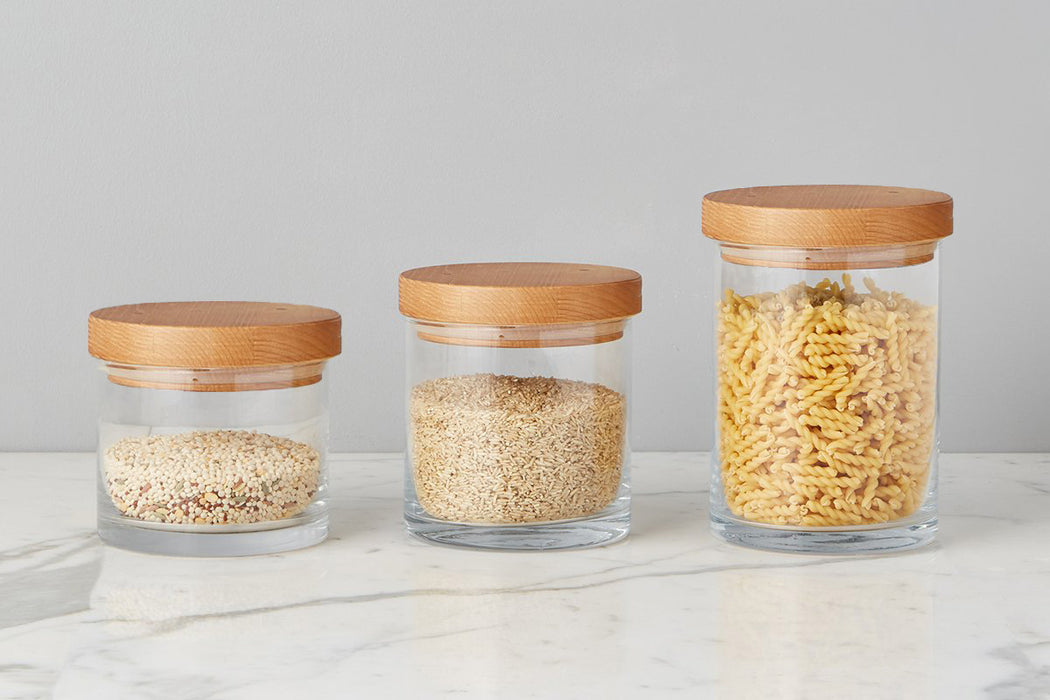 2 Round Stackable Canister Jars, Kitchen Storage, Counter Display