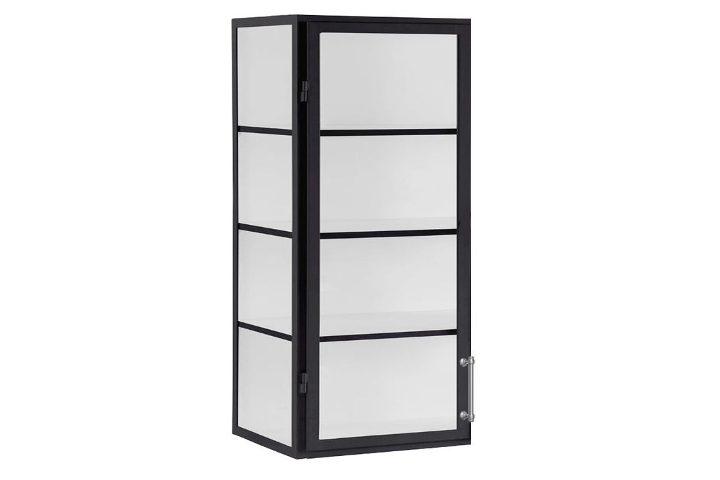 Black Wall Hanging Glass Display Cabinet, 24"